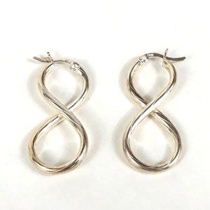 Spiral Infinity Twist Statement Sterling Silver 925 Earrings Pre-Owned E…